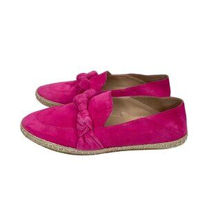 Cole Haan Pink Cloudfeel Knotted Suede Leather Espadrille Loafer Flats SZ 7.5